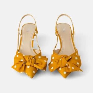 Zara Women's Brown Polka Dot Bow Flats